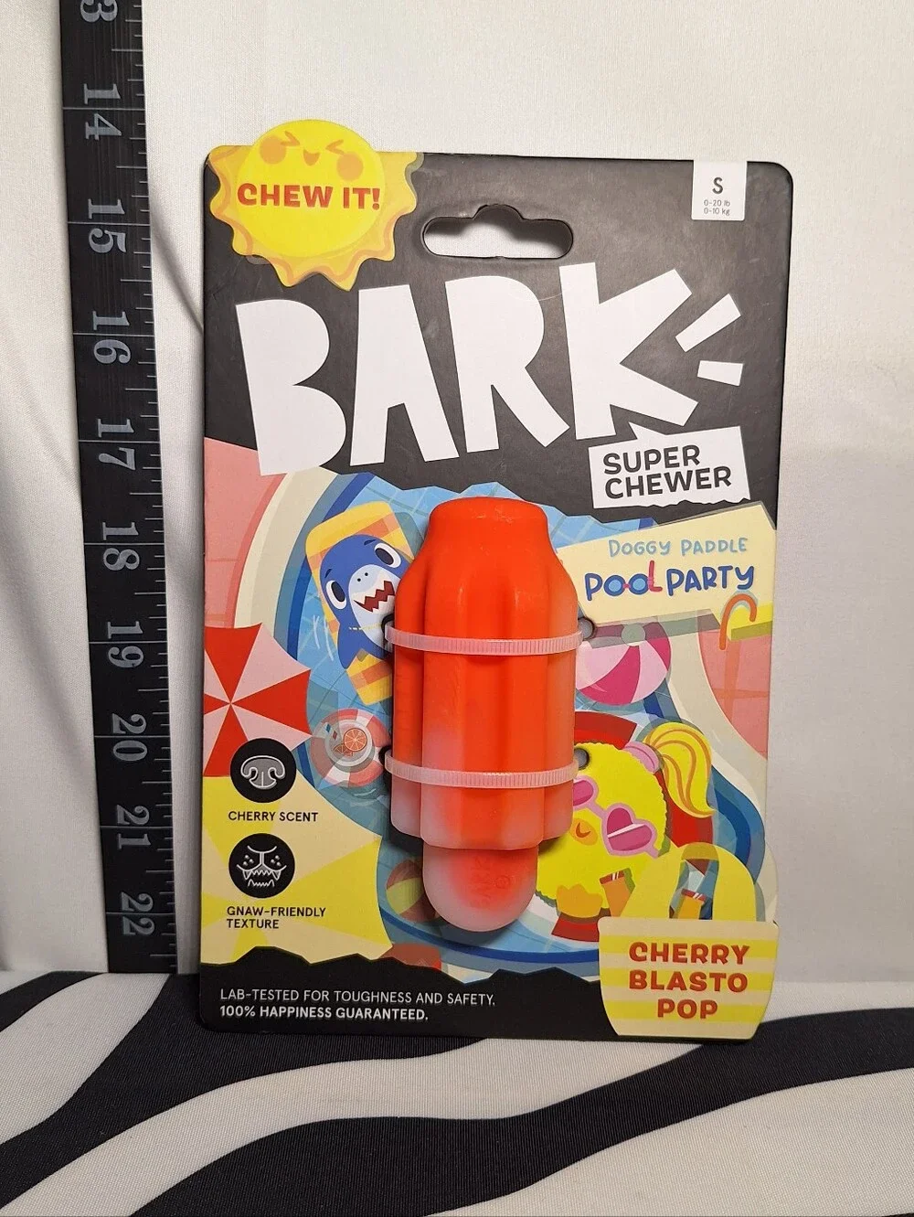 NWT Bark Super Chewer Cherry Blasto Pop Dog Toy S